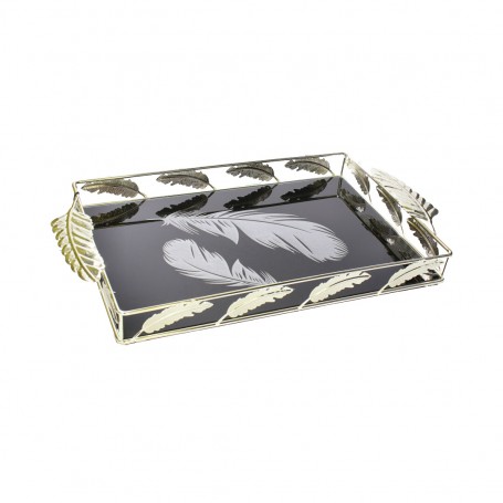 Luxury Metal Serving Tray with Glass Base.