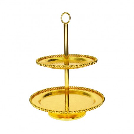Two-Tier Metal Serving Stand with Handle.
