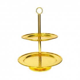 Two-Tier Metal Serving Stand with Handle.