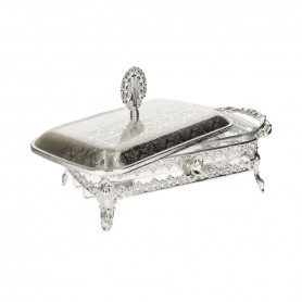 Heat-Resistant Pyrex Bowl with Metal Stand.