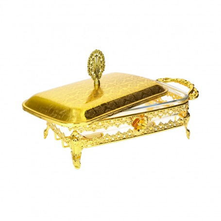 Heat-Resistant Pyrex Bowl with Metal Stand.