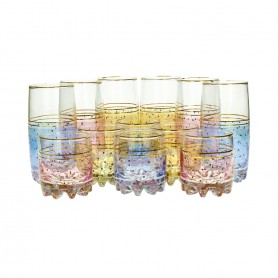 12-Piece Juice Glass Set – Tall and Short Glasses.