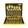 24-Piece Metal Tableware Set with Embossed Design and Carrying Case.
