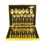 24-Piece Metal Tableware Set with Embossed Design and Carrying Case.