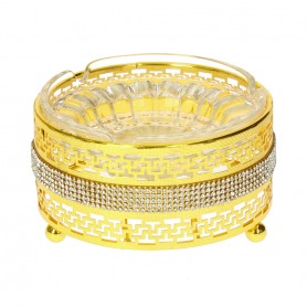 Glass Ashtray with Metal Holder.