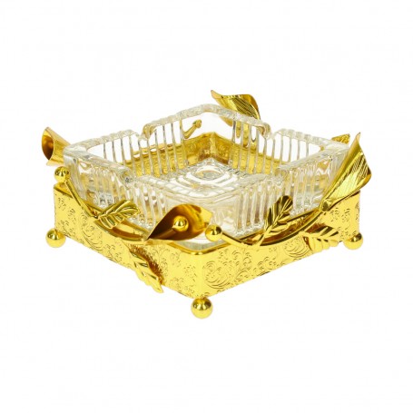 Glass Ashtray with Metal Holder.