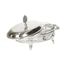 Heat-Resistant Pyrex Bowl with Metal Stand.