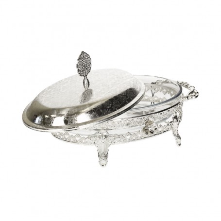 Heat-Resistant Pyrex Bowl with Metal Stand.