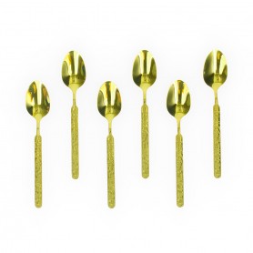 6-Piece Small Gold-Plated Embossed Spoon Set.