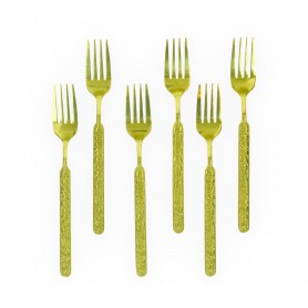 6-Piece Small Gold-Plated Embossed Fork Set.