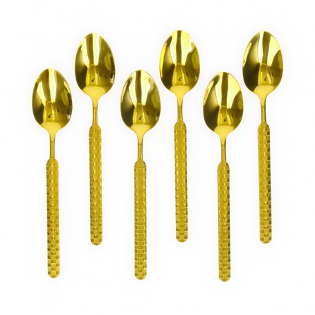 6-Piece Gold-Plated Embossed Large Spoon Set.