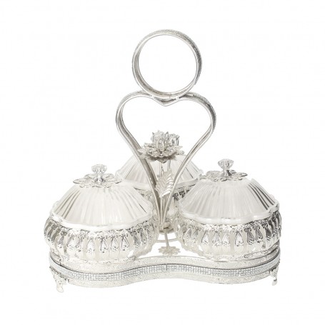 Three-Tier Metal Serving Stand with Handle.