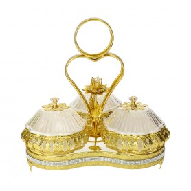 Three-Tier Metal Serving Stand with Handle.