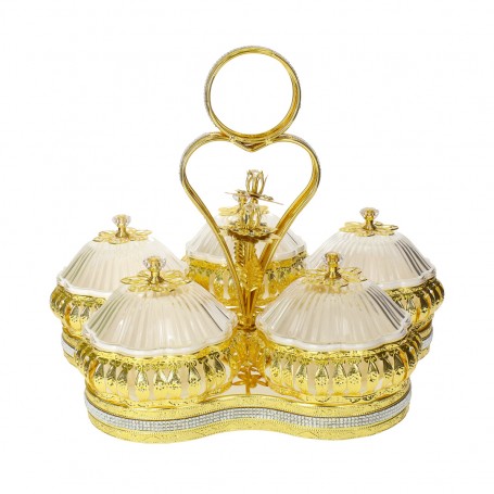 Five-Tier Metal Serving Stand with Handle.