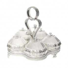 Five-Tier Metal Serving Stand with Handle.