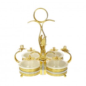 Four-Tier Metal Serving Stand with Handle.