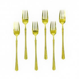 6-Piece Small Gold-Plated Embossed Fork Set.