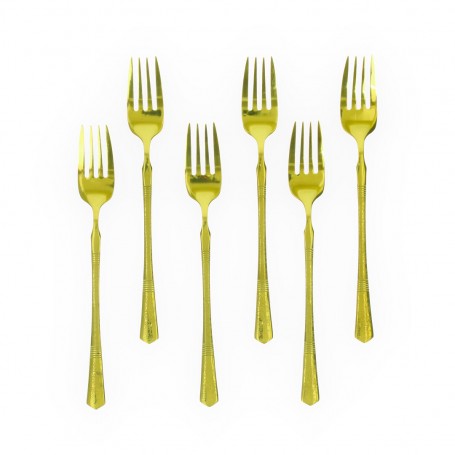 6-Piece Small Gold-Plated Embossed Fork Set.