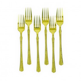 6-Piece Large Gold-Plated Embossed Fork Set.