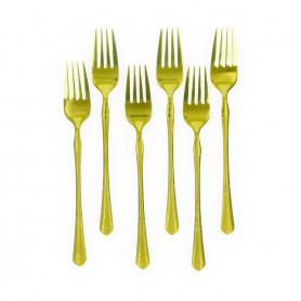 6-Piece Large Gold-Plated Embossed Fork Set.
