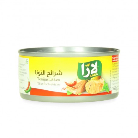 تونا قطع بالزيت الصويا حار لارا 160غرام
