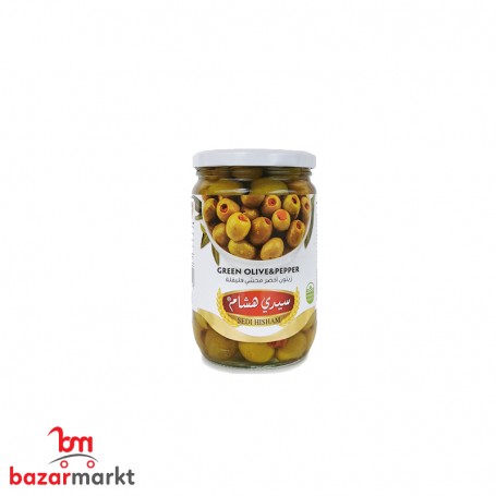 Green Olives With Paprika Sedi Hesham 660Gr